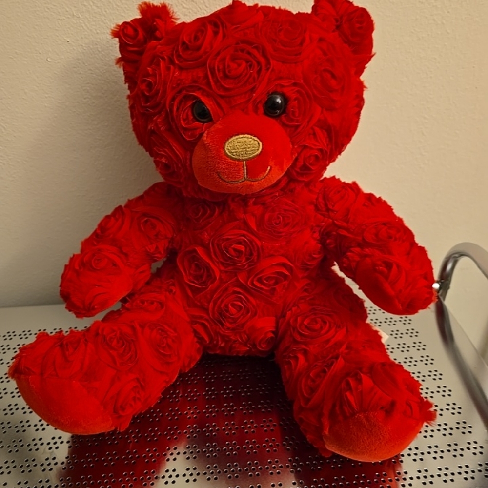 Build A Bear Red Roses Teddy Plush Stuffed Animal Toy